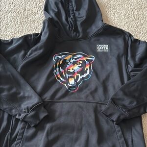 Crucial Catch Black Hoodie with Colorful Bear Logo